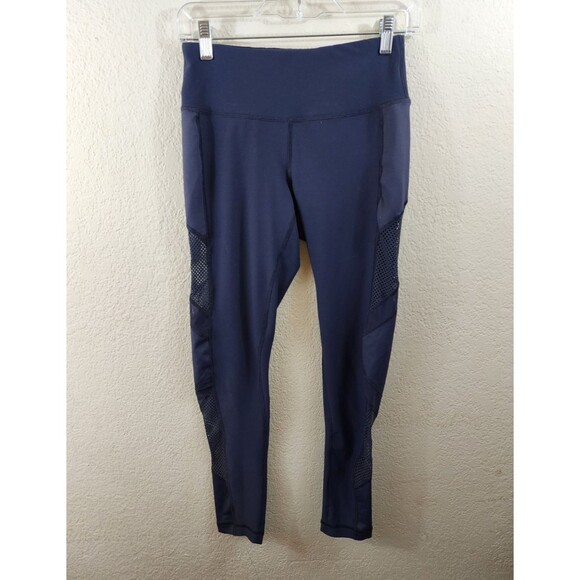 90 Degree By Reflex Womens S Blue Mesh Accent Mid Rise Activewear Leggings - Picture 1 of 6